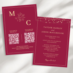 Apple Red Elegant QR Code Wedding Invitation