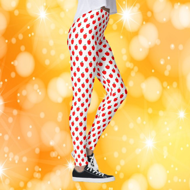 Apple Red Fruit Pattern Leggings (A pair of leggings with a pattern of red apples.)