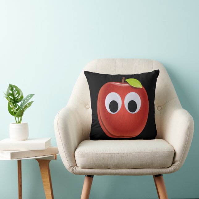 Apple, red fruit with googly eyes - Personalised Cushion (Chair)