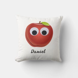 Apple, red fruit with googly eyes - Personalised Cushion