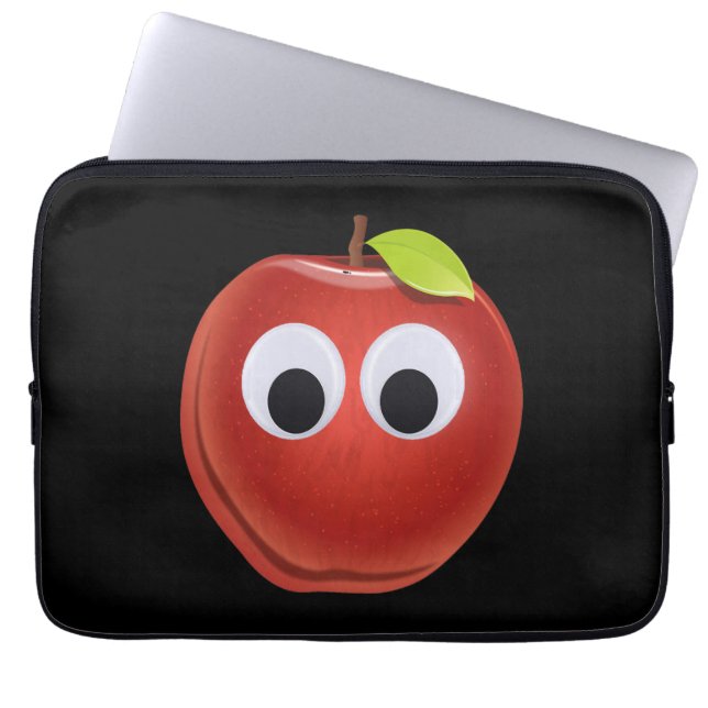 Apple, red fruit with googly eyes - Personalised Laptop Sleeve (Front)