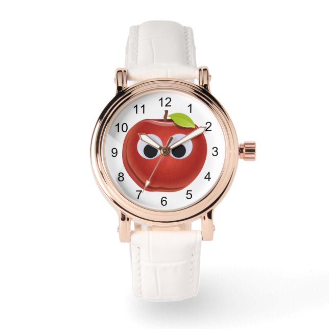 Apple, red fruit with googly eyes - Personalised Watch (Front)