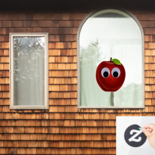 Apple, red fruit with googly eyes - Personalised Window Cling