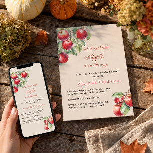 Apple red gingham girl Baby Shower Invitation