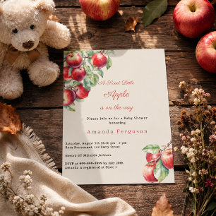 Apple red gingham girl Baby Shower invitation