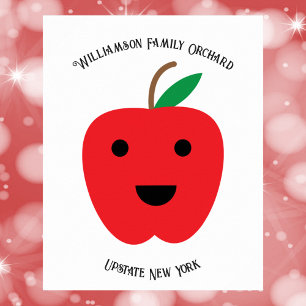 Apple Red Kawaii Orchard Personalise Poster