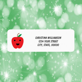 Apple Red Kawaii Personalise Return Address