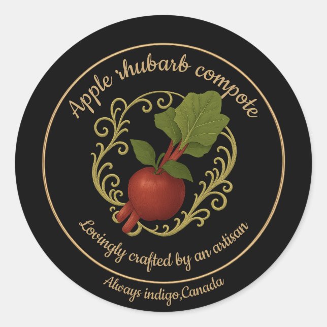 Apple Rhubarb Harmony – Artisan Compote Label (Front)