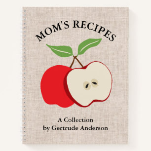 Apple Rustic Faux Burlap Mum's Recipe Cookbook Notebook