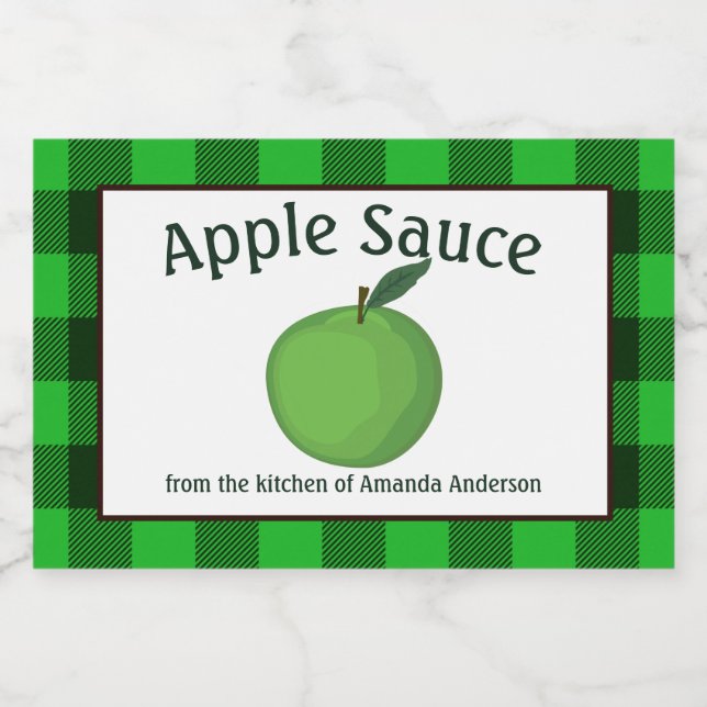Apple Sauce Canning Preserves Plaid GH Food Label (Single Label)