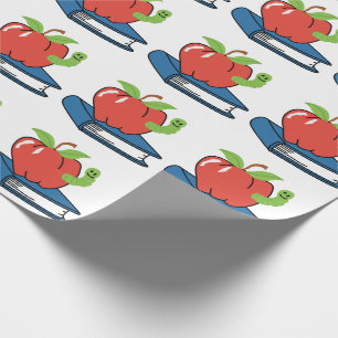 APPLE & SCHOOL BOOK WRAPPING PAPER