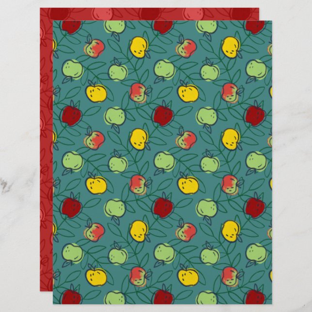 Apple Scrapbook Paper (Front/Back)