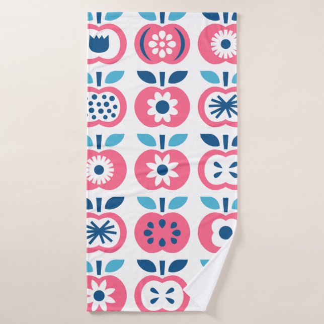 Apple seamless pattern. Set of colourful retro app Bath Towel (Bath Towel)