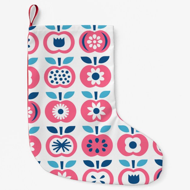 Apple seamless pattern. Set of colourful retro app Small Christmas Stocking (Front)