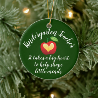 Apple Shape Little Minds Personalised Teacher Ceramic Tree Decoration