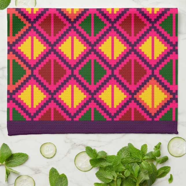 "Apple Slice" kitchen towel - multicolor #1 (Folded)
