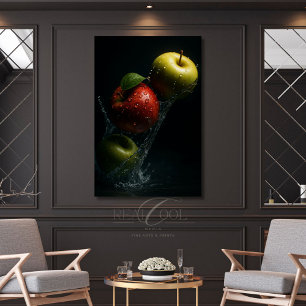 Apple Splash in Water – Fruit Photography Art Canvas Print