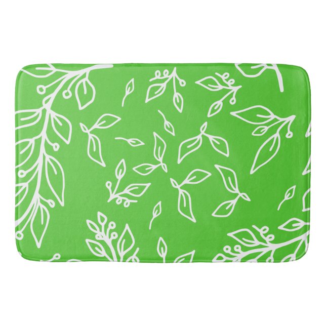 Apple Spring Green Floral Bath Mat (Front)