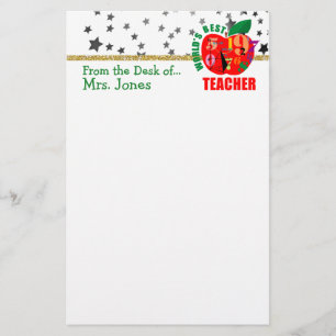 Apple Stars Glitter   World's Best Teacher Stationery