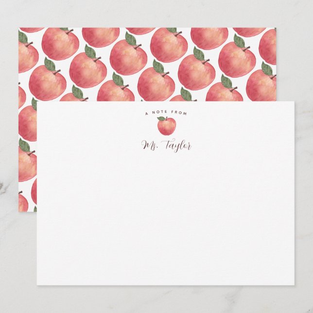 Apple Stationary Teacher Name Card (Front/Back)