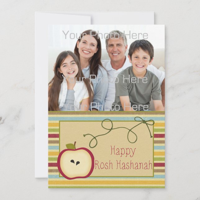 Apple, Stripes, Rosh Hashanah Photo Card (Front)