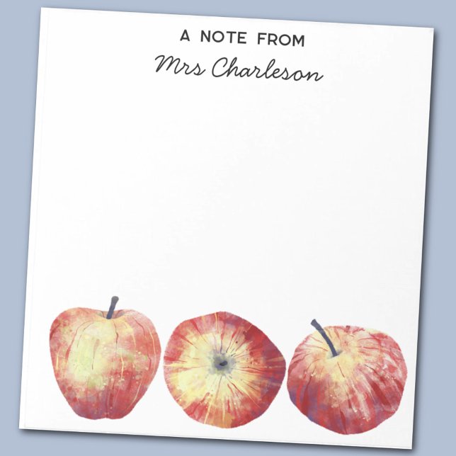 Apple Teacher Appreciation Personalised Notepad (Watercolor apple teacher appreciation notes for classroom encouragement )