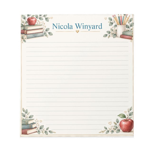 Apple Teacher Books Writing Paper Notepad (Front)