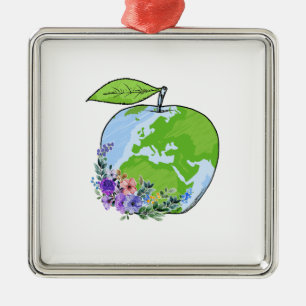 Apple Teacher Metal Tree Decoration