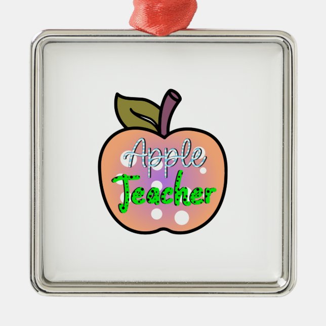 Apple Teacher Metal Tree Decoration (Front)