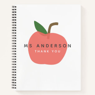 Apple Teacher Modern Name Thank You Cute Fun Notebook