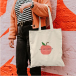 Apple Teacher | Modern Name Thank You Tote Bag<br><div class="desc">A simple, stylish, vibrant apple fruit graphic design badge in a fun, trendy, scandinavian minimalist style in shades or red pink and green which can be easily personalised with your teachers name by replacing "Ms Anderson" and a tagline replacing "Thank you" to make a truly unique thank you gift for...</div>