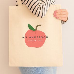 Apple Teacher   Modern Name Thank You Tote Bag