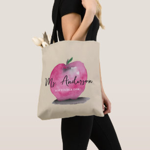 Apple Teacher Name Best Teacher Ever Custom Tote Bag