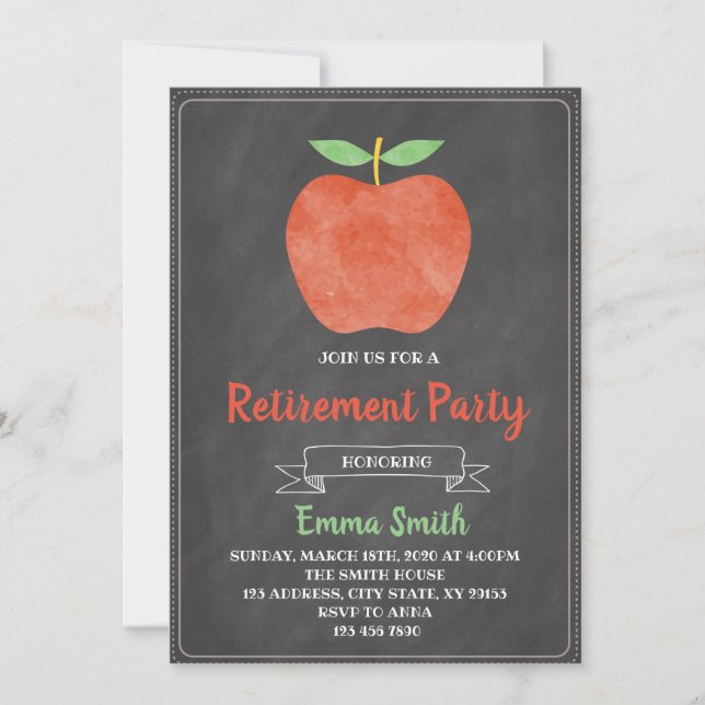 Apple teacher retirement party invitation (Front)