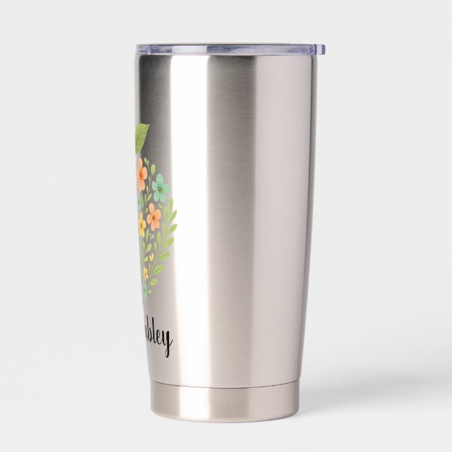 Apple Teacher Tumbler Personalised Floral Apple (Left)