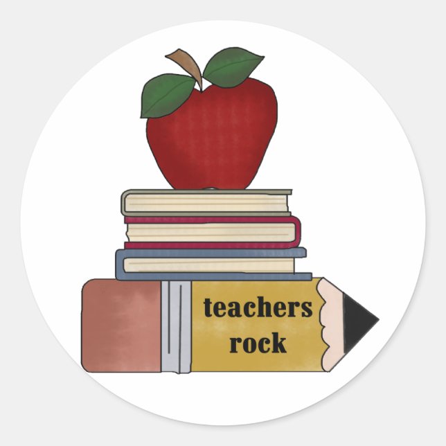 Apple Teachers Rock Tshirts and Gifts Classic Round Sticker (Front)