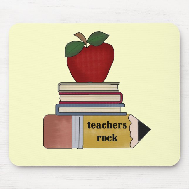 Apple Teachers Rock Tshirts and Gifts Mouse Mat (Front)