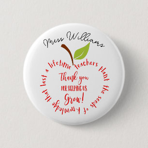 Apple thank you for helping us grow teacher 6 cm round badge