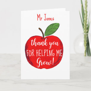 Apple thank you for helping us grow teacher card