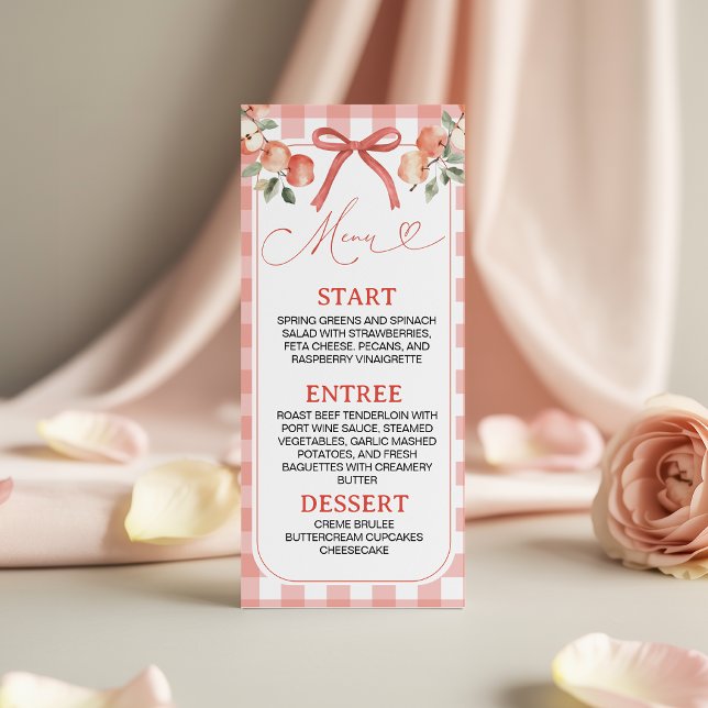 Apple Theme 4x9 Printable Dinner Menu Card (Creator Uploaded)