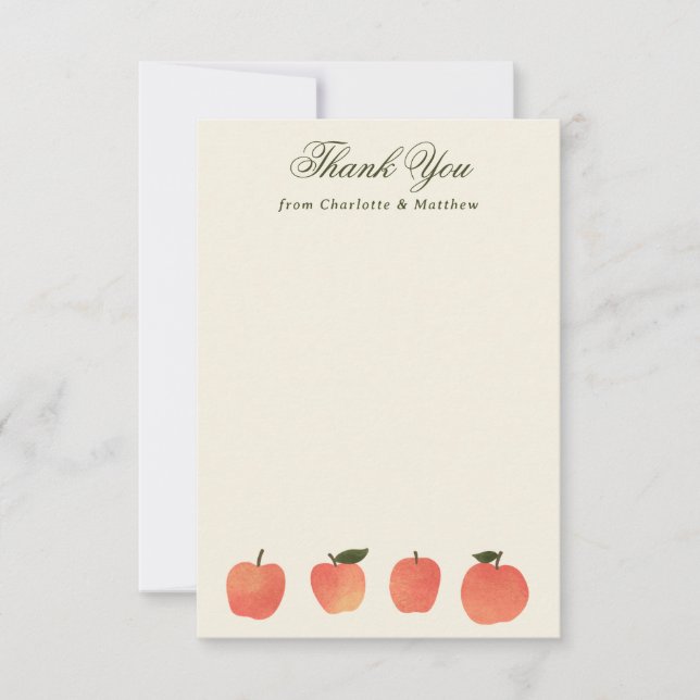 Apple Theme Fall Harvest Thank You Card (Front)
