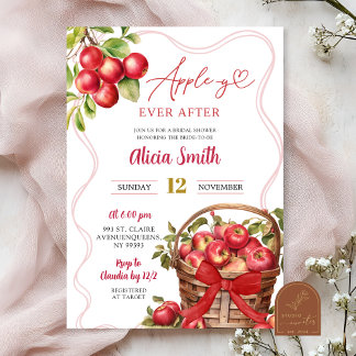 Apple Theme Red Gingham Bridal Shower Invitation