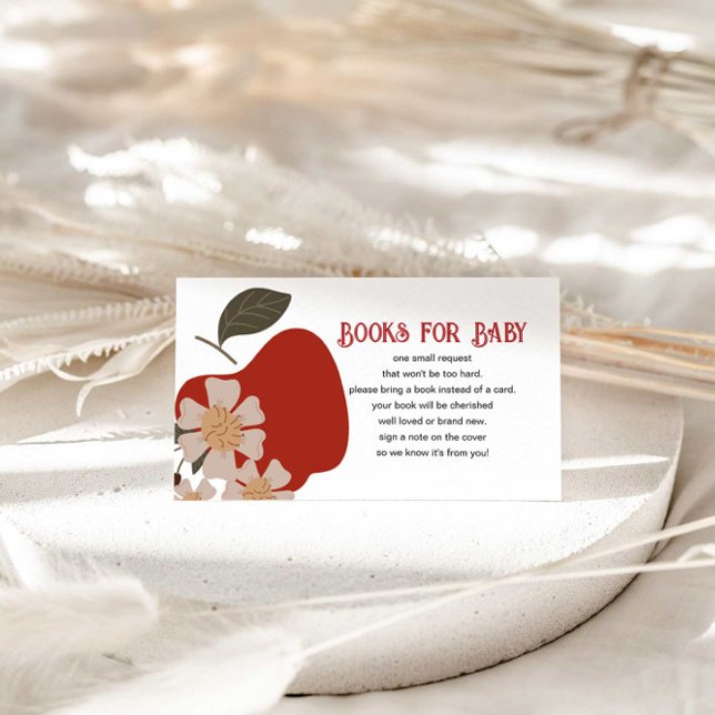 Apple Themed Baby Shower Book Request Enclosure Card (Creator Uploaded)