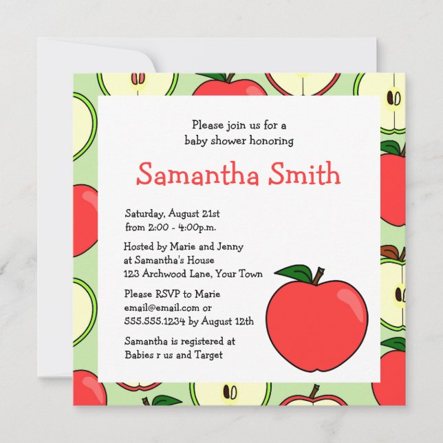 Apple Themed Baby Shower Invitation (Front)