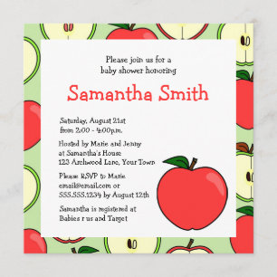 Apple Themed Baby Shower Invitation
