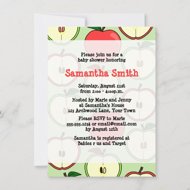 Apple Themed Baby Shower Invitation (Front)