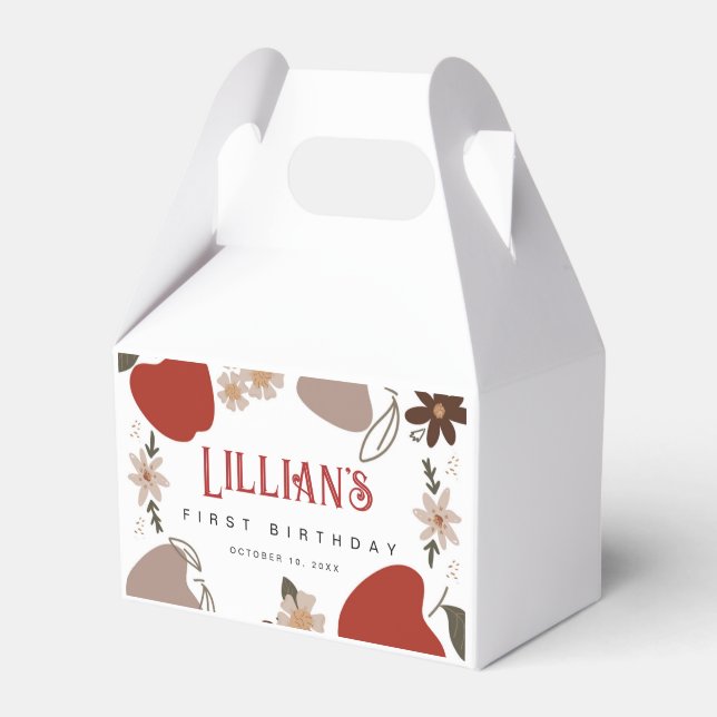 Apple Themed Birthday or Baby Shower Favour Box (Front Side)