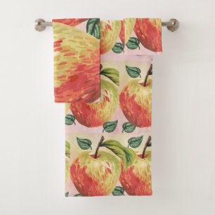 Apple Towel Set in Red & Green