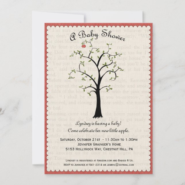 Apple Tree Baby Shower Invitation (Front)