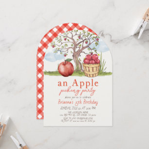 Apple Tree & Basket Apple Picking Birthday Party Invitation
